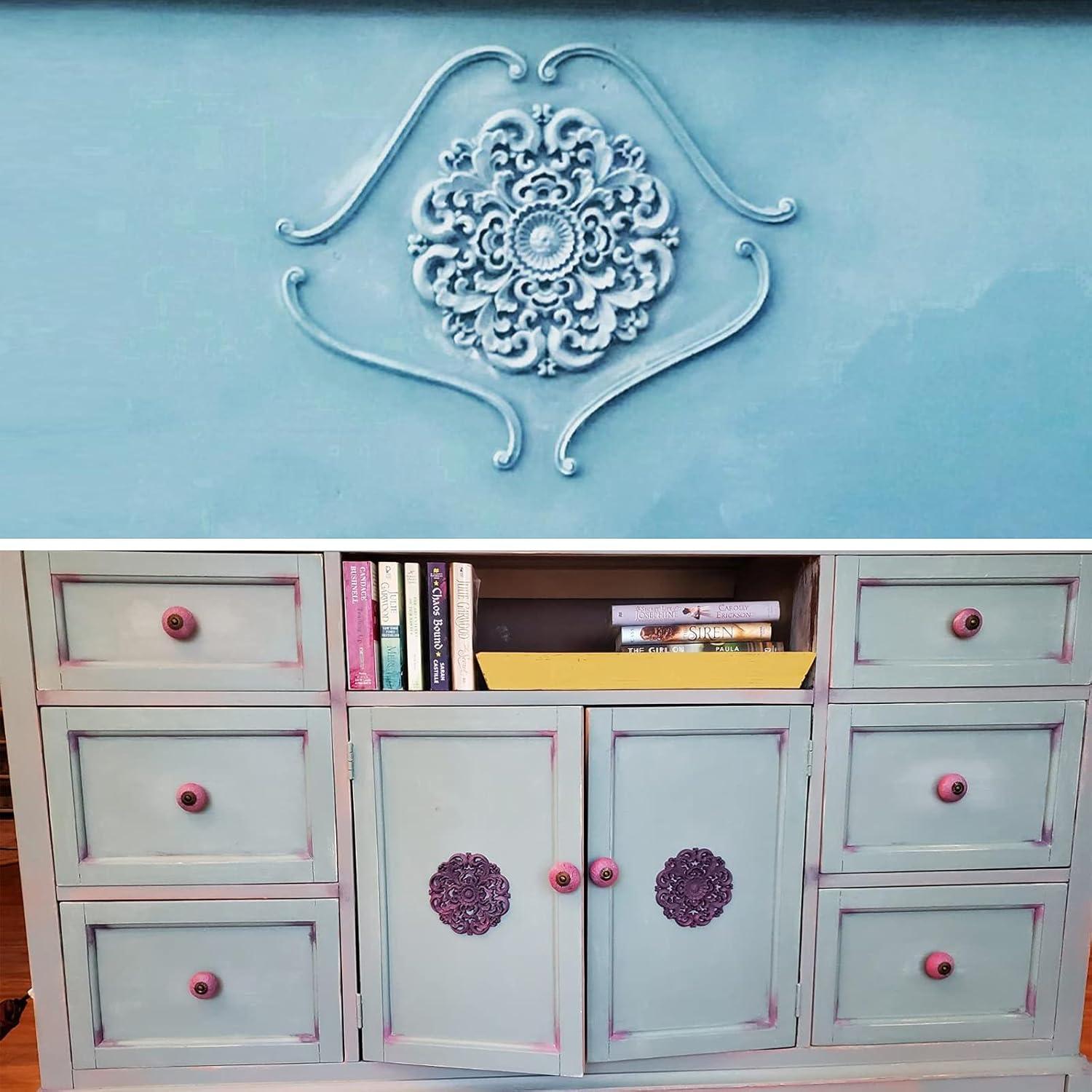 Frcolor Wood Corner Wooden Applique Onlay Furniture Cabinet Carved Decals Flower Unpainted Oval Appliques Diy Onlays Carving