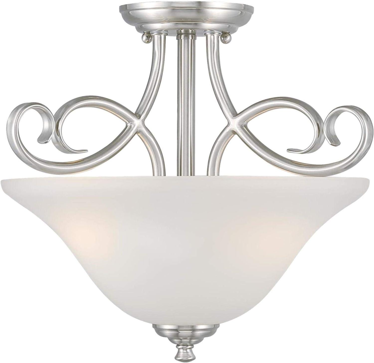 Westinghouse 2-Bulb Ceiling Light Fixture, Brushed Nickel and Frosted Glass