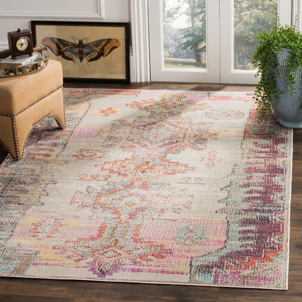Crystal CRS517 Power Loomed Area Rug - Light Grey/Purple - 4'x6' - Safavieh.