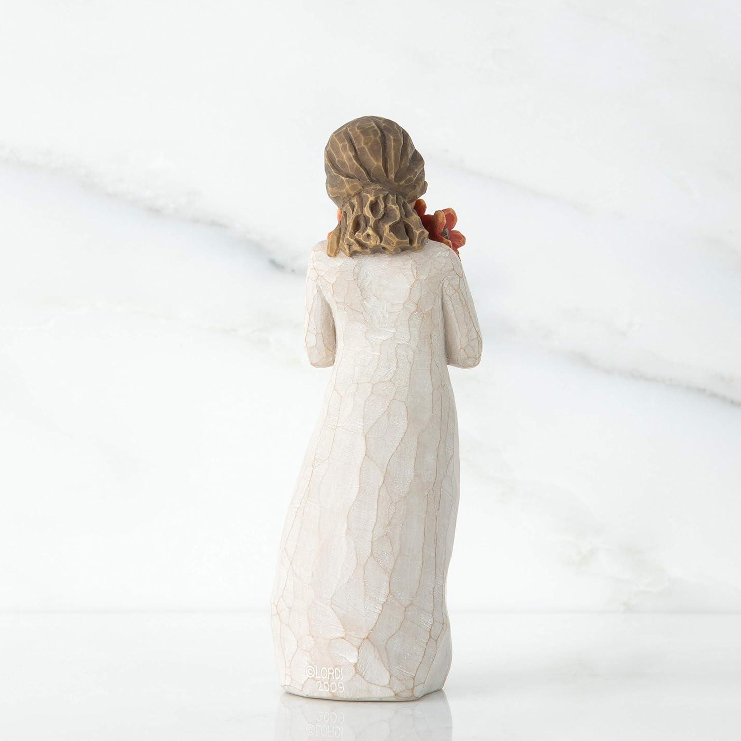 Hand-Painted Resin Angel Figurine with Flowers