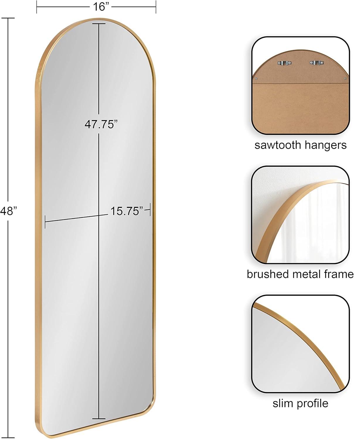 Kate and Laurel Zayda Metal Arch Mirror, 16x48, Gold