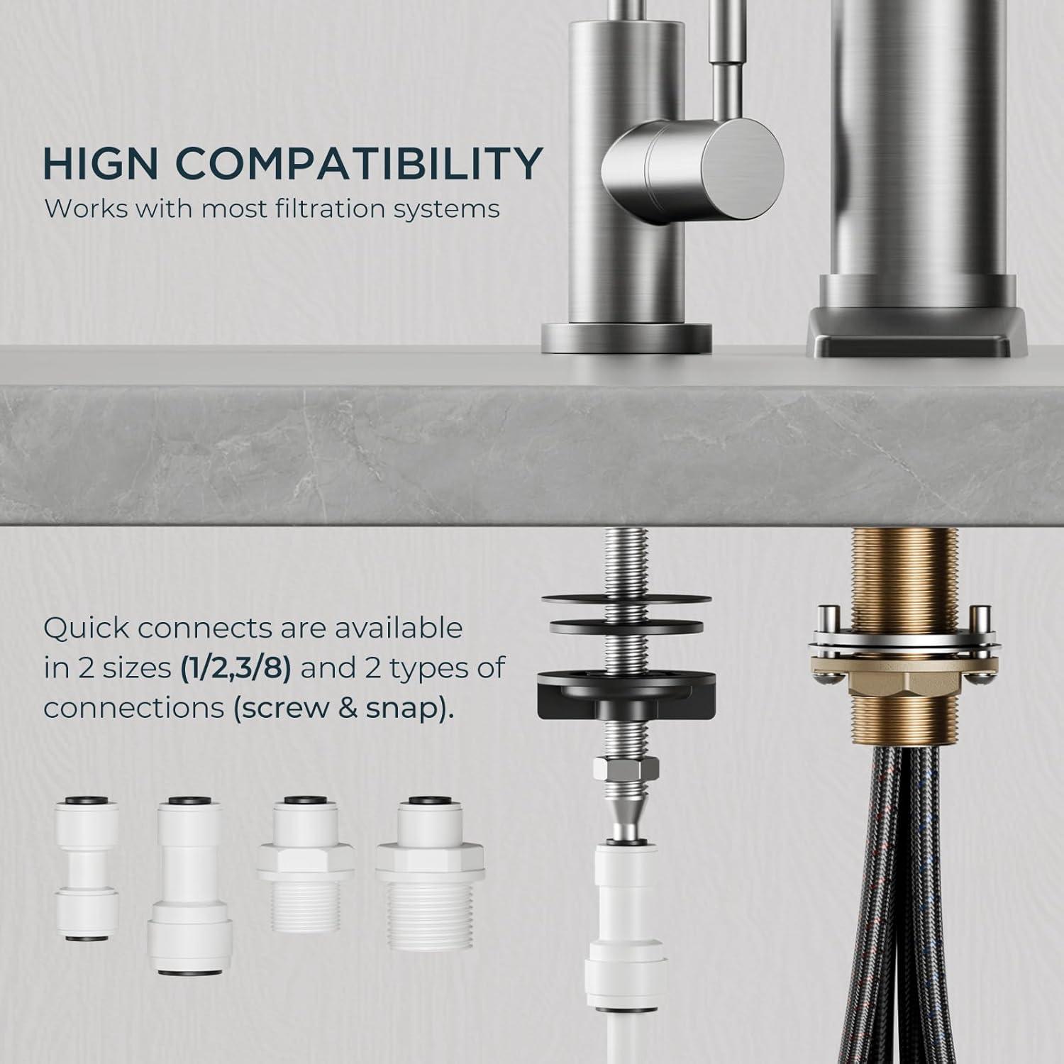 ARCORA ARCORA Stainless Steel Pull-Down Kitchen Faucet and Water Filter Faucet Combo AR7100301-L