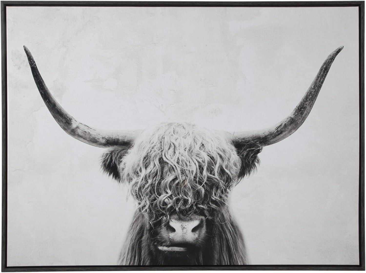 Pancho Black and White Highland Cow Canvas Wall Art