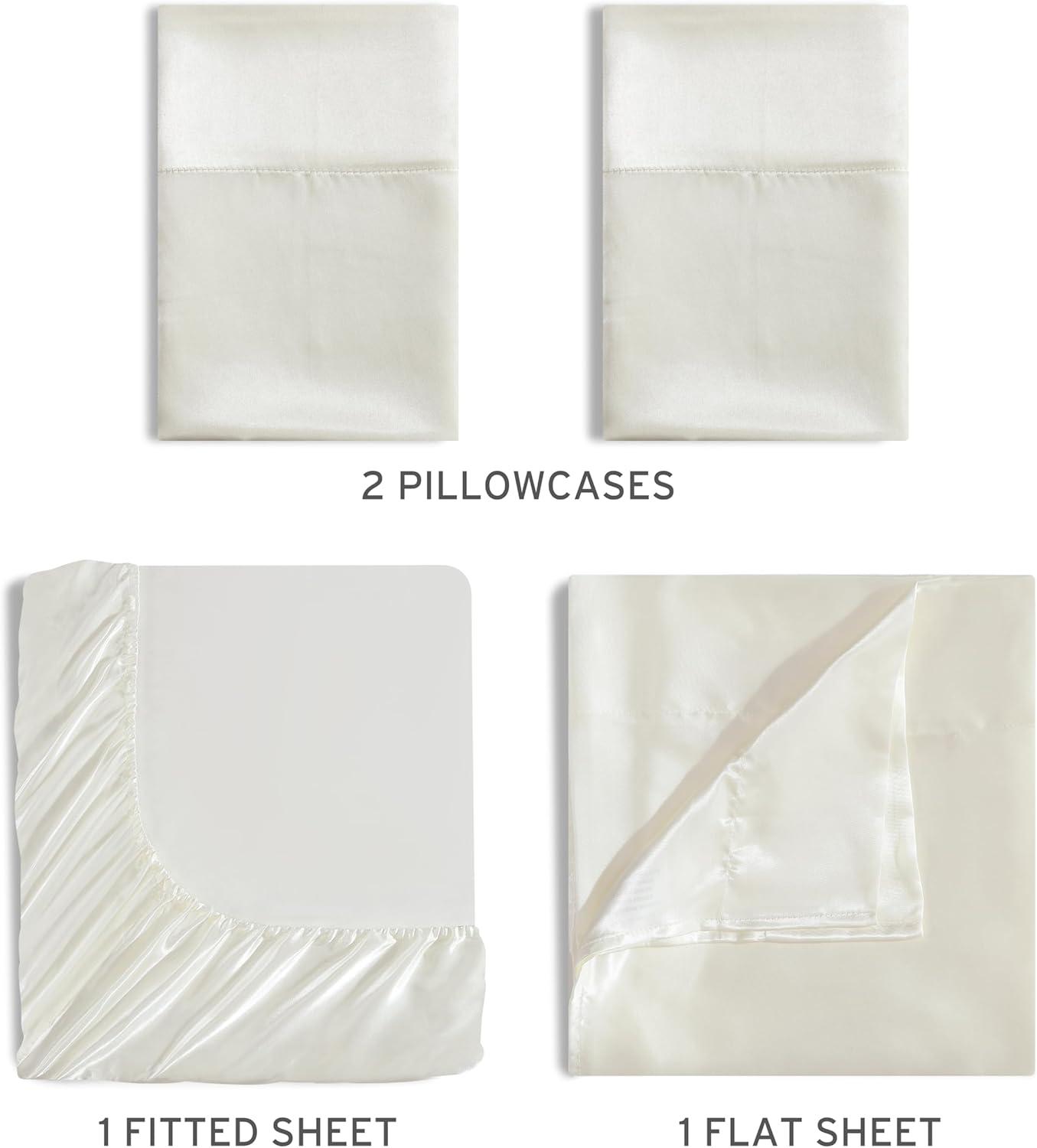 Ivory Full Satin Polyester Sheet Set