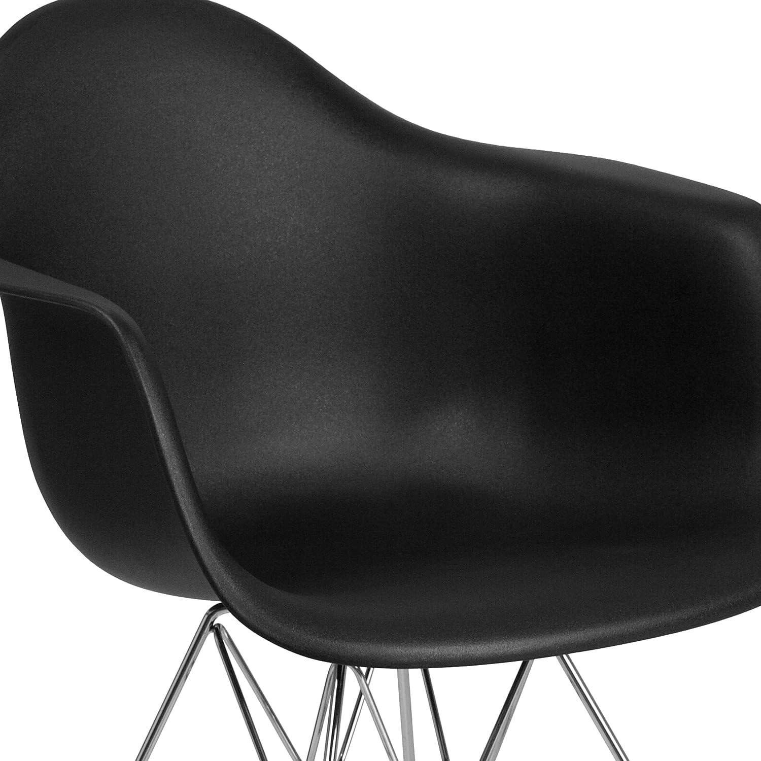 Flash Furniture 2 Pack Alonza Series Black Plastic Chair with Chrome Base