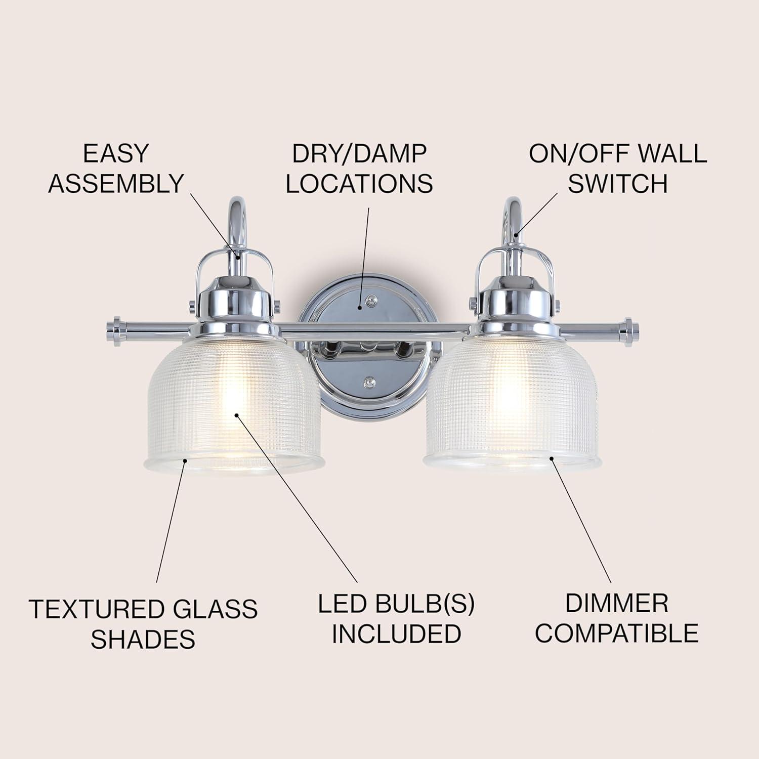 Virginia 17.25" 2-Light Metal/Glass LED Vanity Light, Chrome