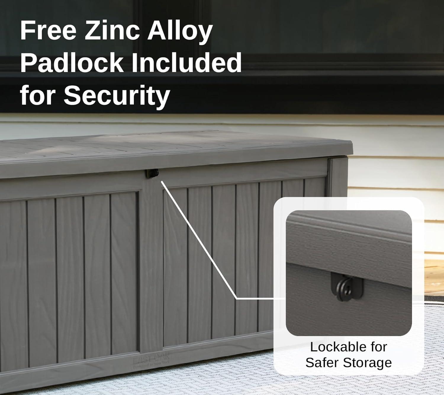 EAST OAK 26.6'' W 120 Gallons Lockable Deck Box in Grey