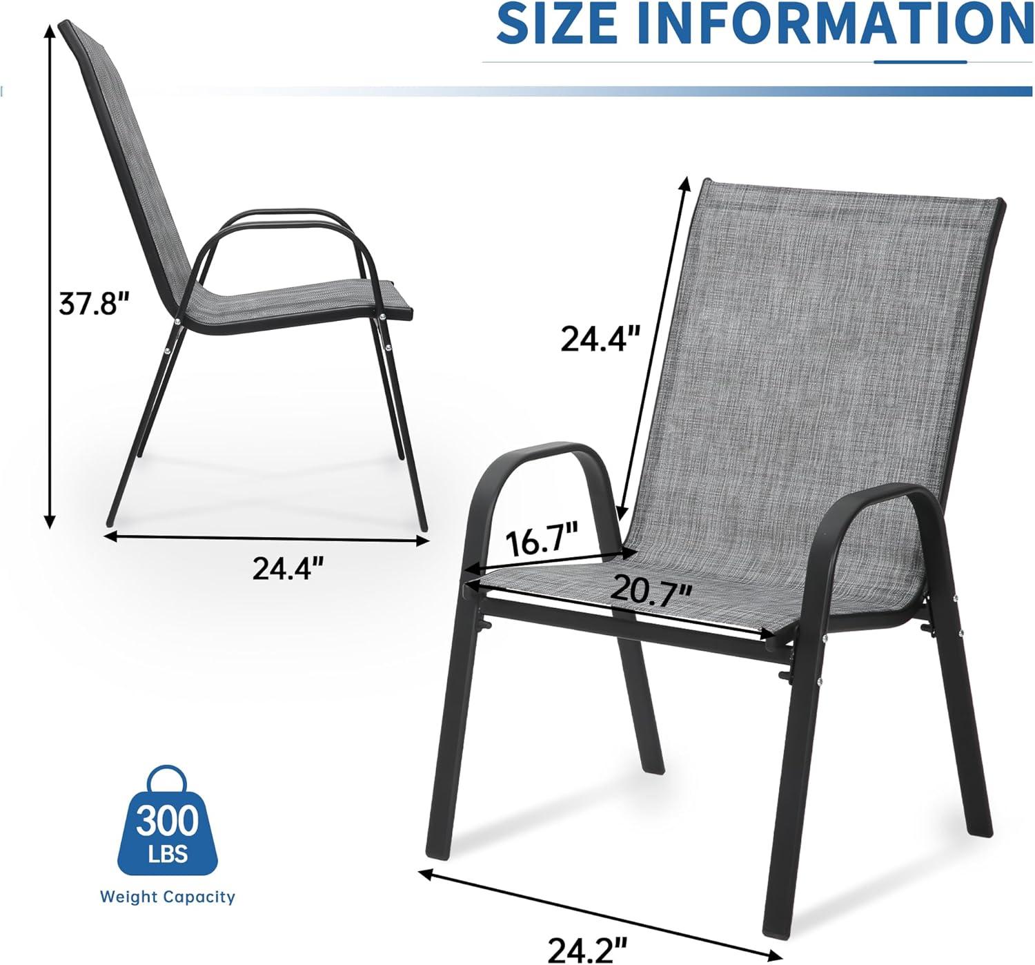 Vitarpatio Outdoor Patio Dining Chairs Set of 6, Stackable Patio Chairs Metal Outdoor Chair High Back Textilene Armchairs