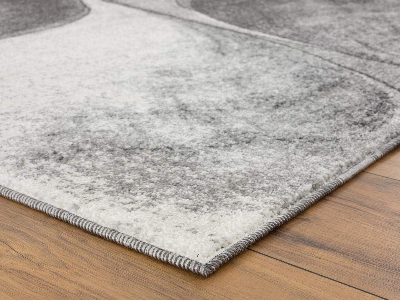 Spiral Abstract Elegance Gray 5' x 7' Synthetic Area Rug