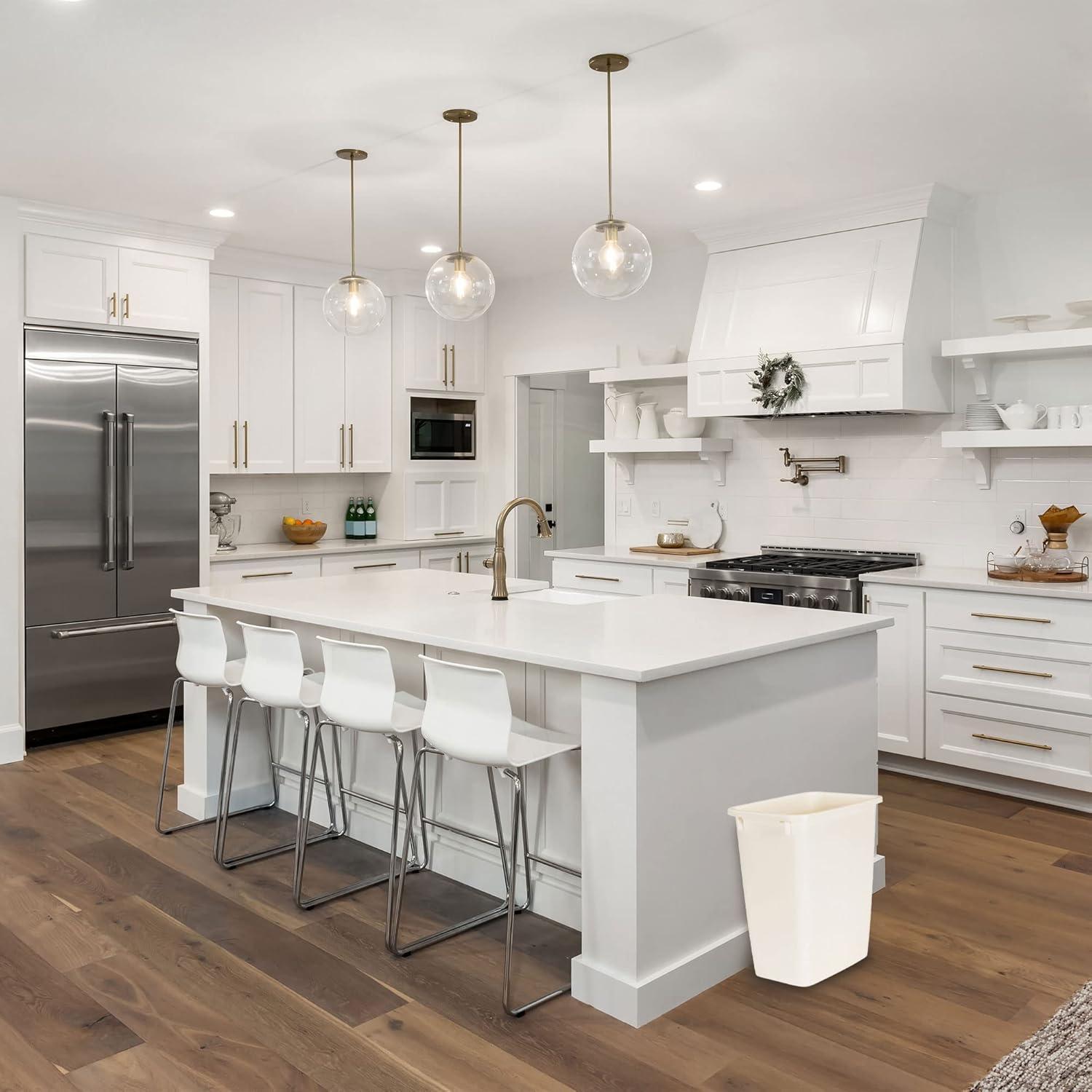 Rubbermaid Commercial Products Rubbermaid 21 Quart Kitchen, Bathroom, and Office Wastebasket Trash Can, Bisque