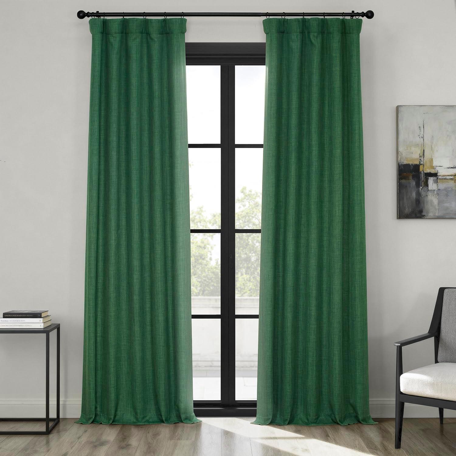 HPD Half Price Drapes Key Green Faux Linen Room Darkening Curtains for Bedroom & Living Room Curtains (1 Panel), Door & Window Curtains 84 inches long, Rod Pocket Curtains & Drapes, 50W X 84L