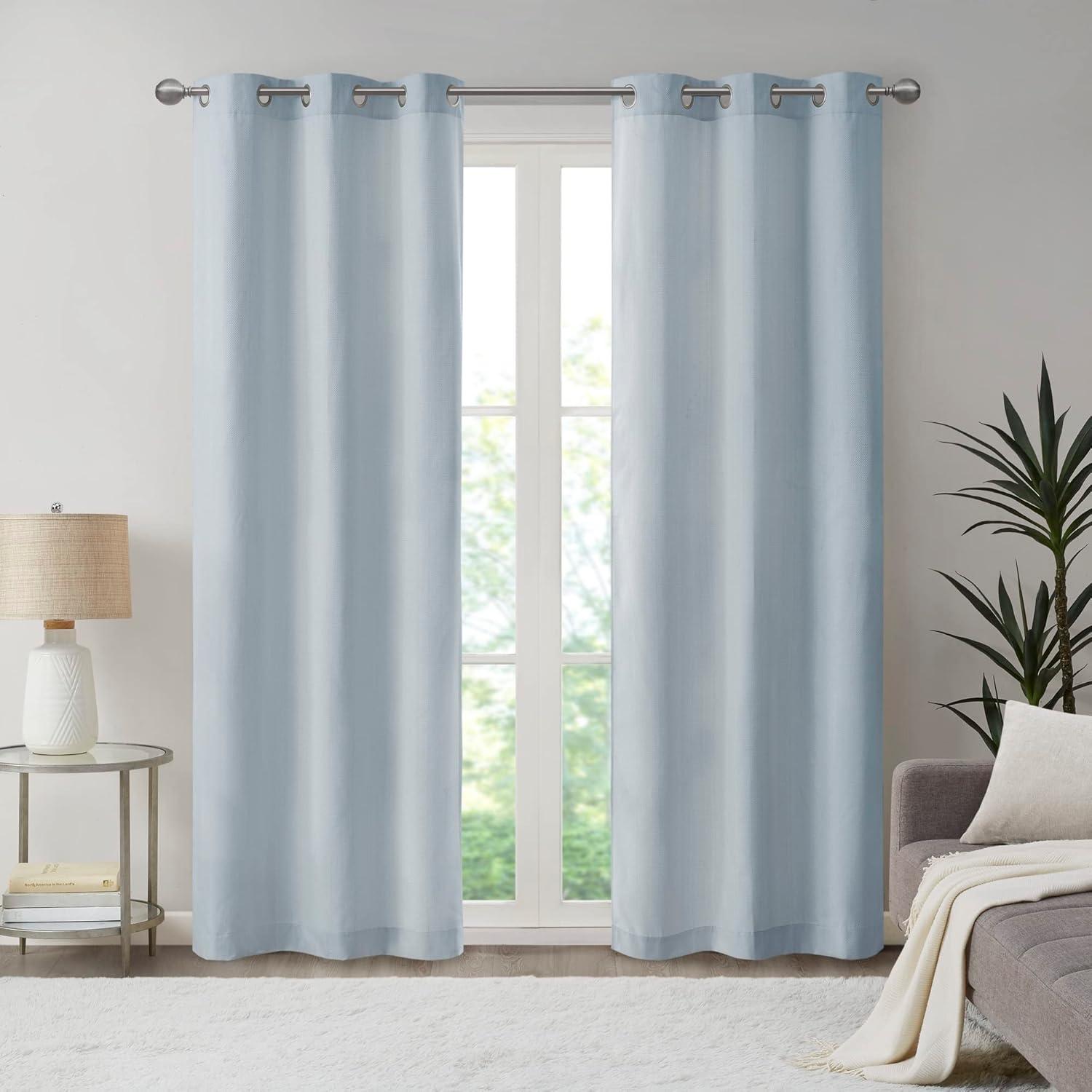 Madison Park Galen Basketweave Room Darkening Curtain Panel Pair (Set of 2)