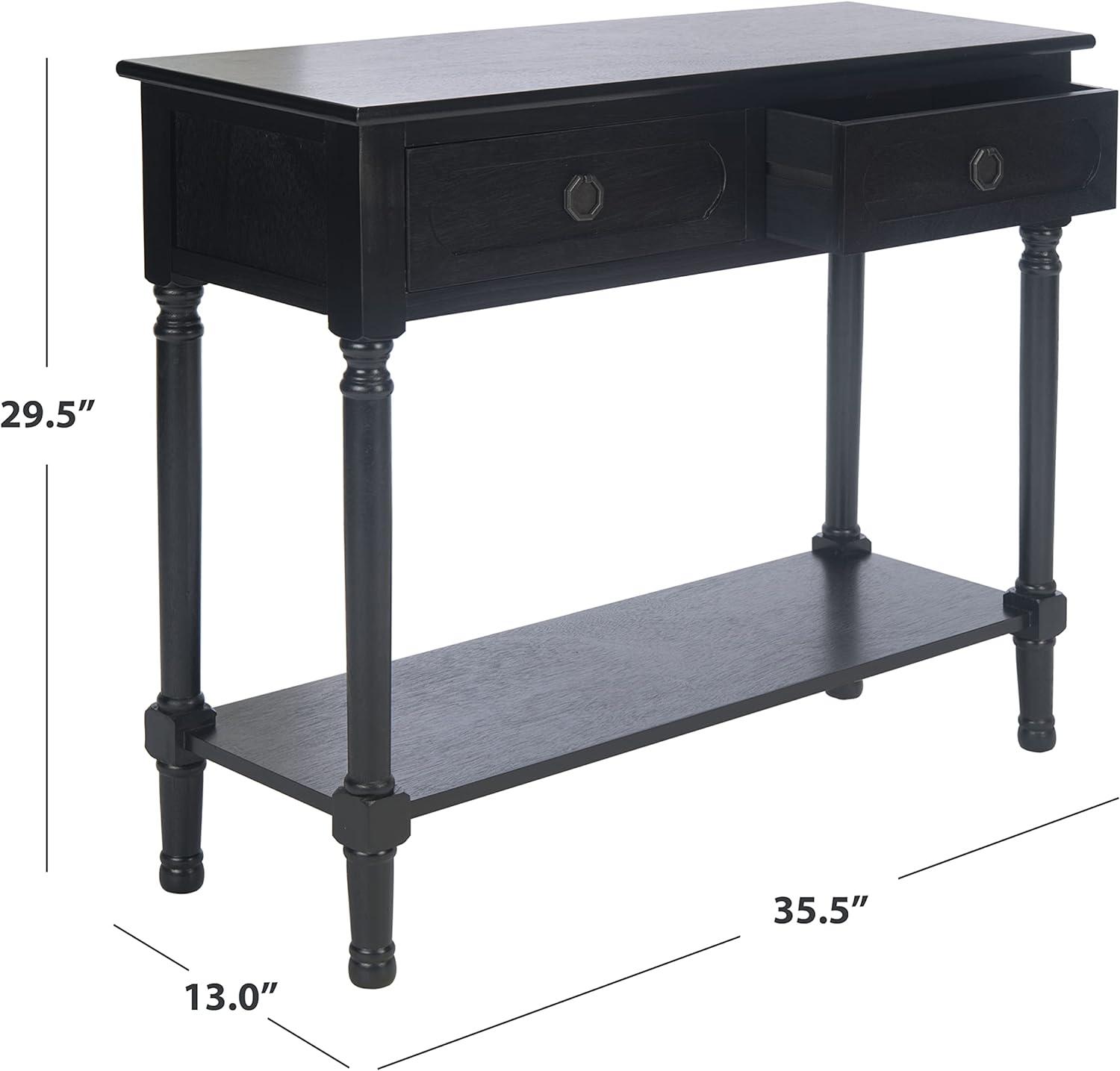 Allura Black Wood and Metal Console Table with Storage