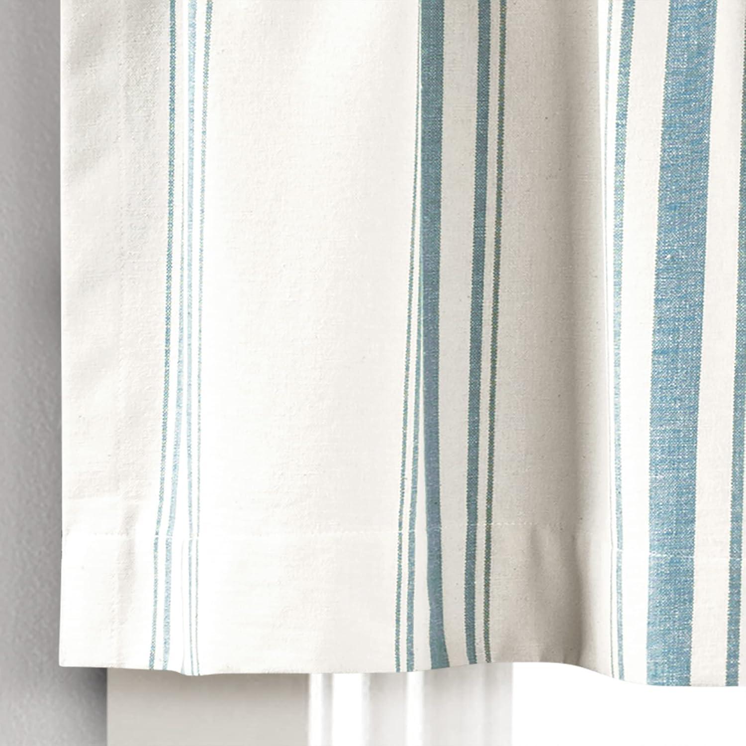 Blue Striped Recycled Cotton Rod Pocket Valance, 18" L x 52" W