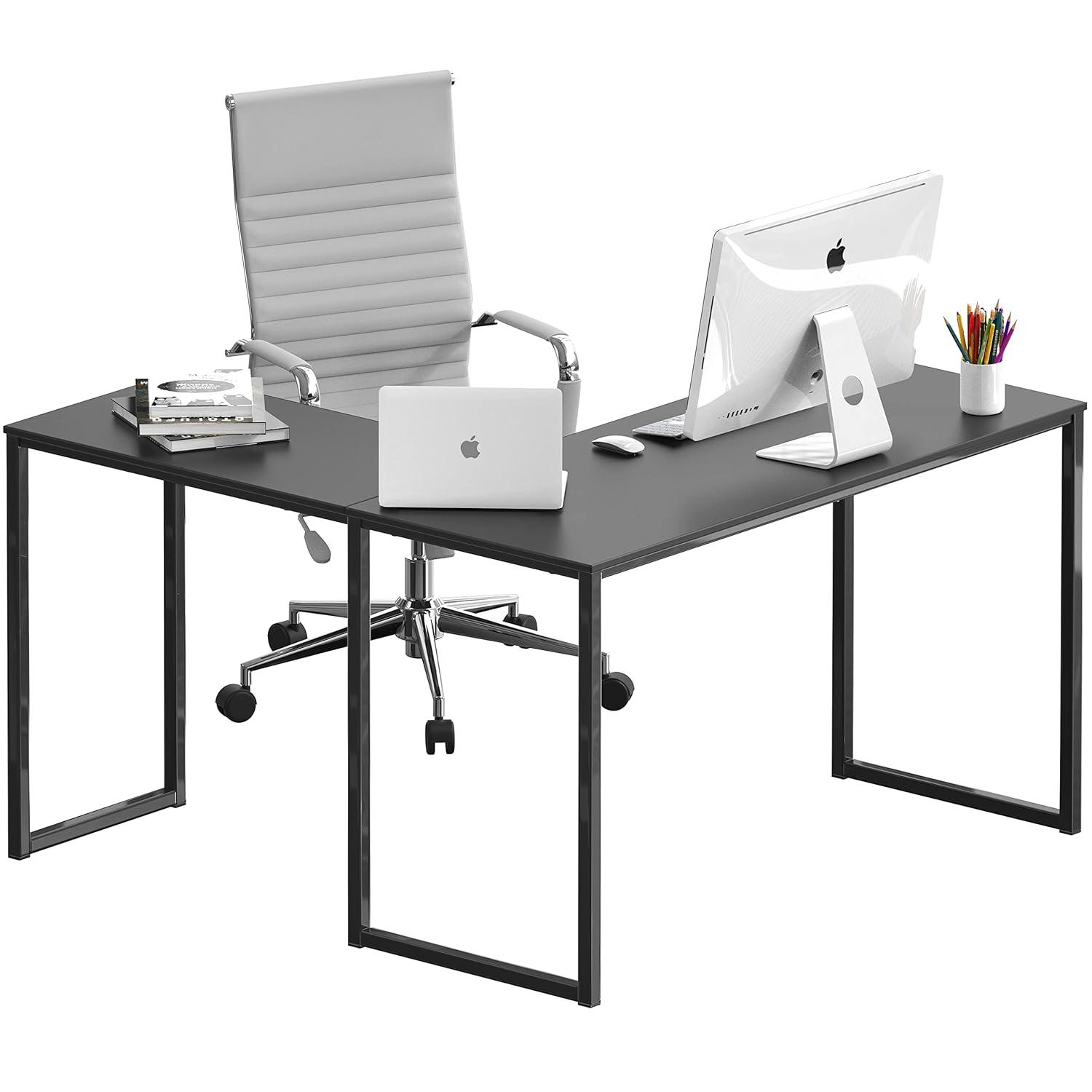 SHW Mission L Shape Corner Desk, Walnut