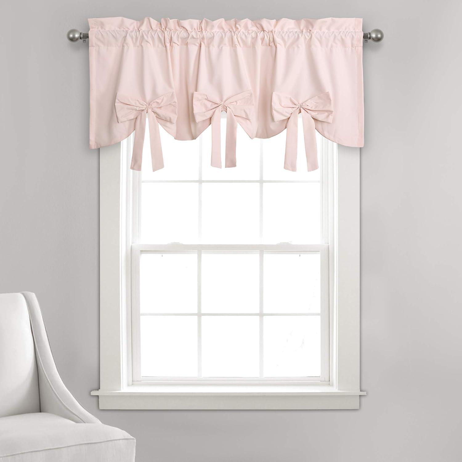 Blush Polyester Bow Rod Pocket Window Valance