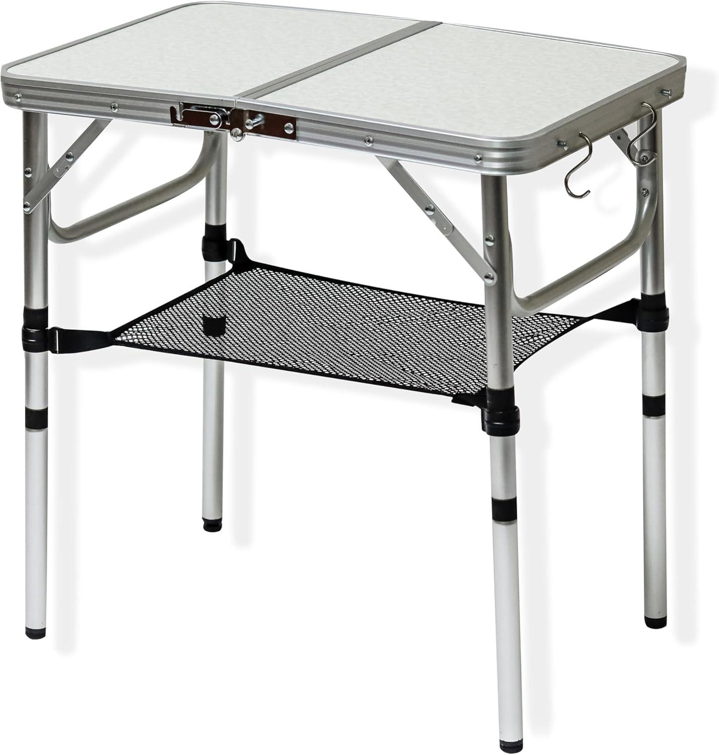 Lightweight & Portable Small Folding Camp Table with Net Storage