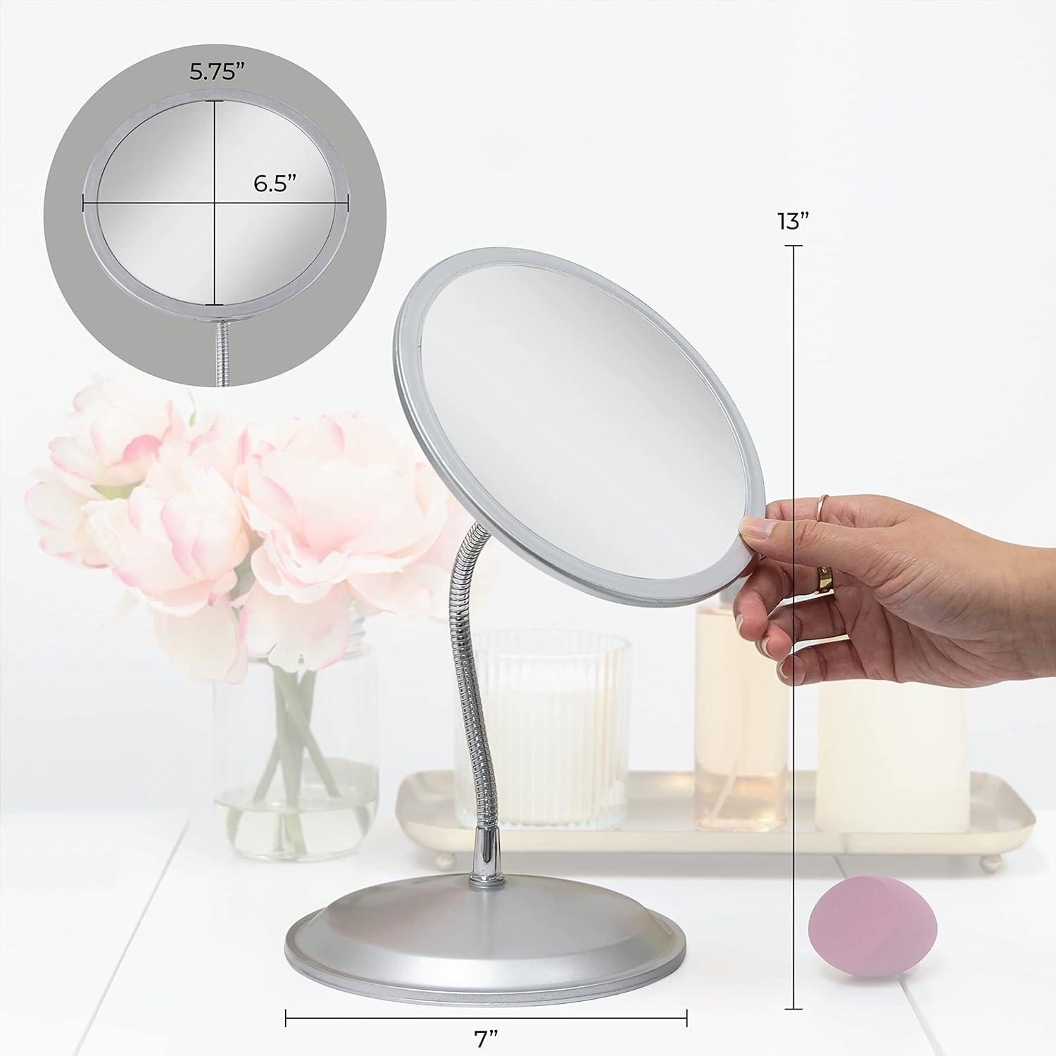 Chrome Fogless Wall Mounted Gooseneck Mirror with 5X/10X Magnification