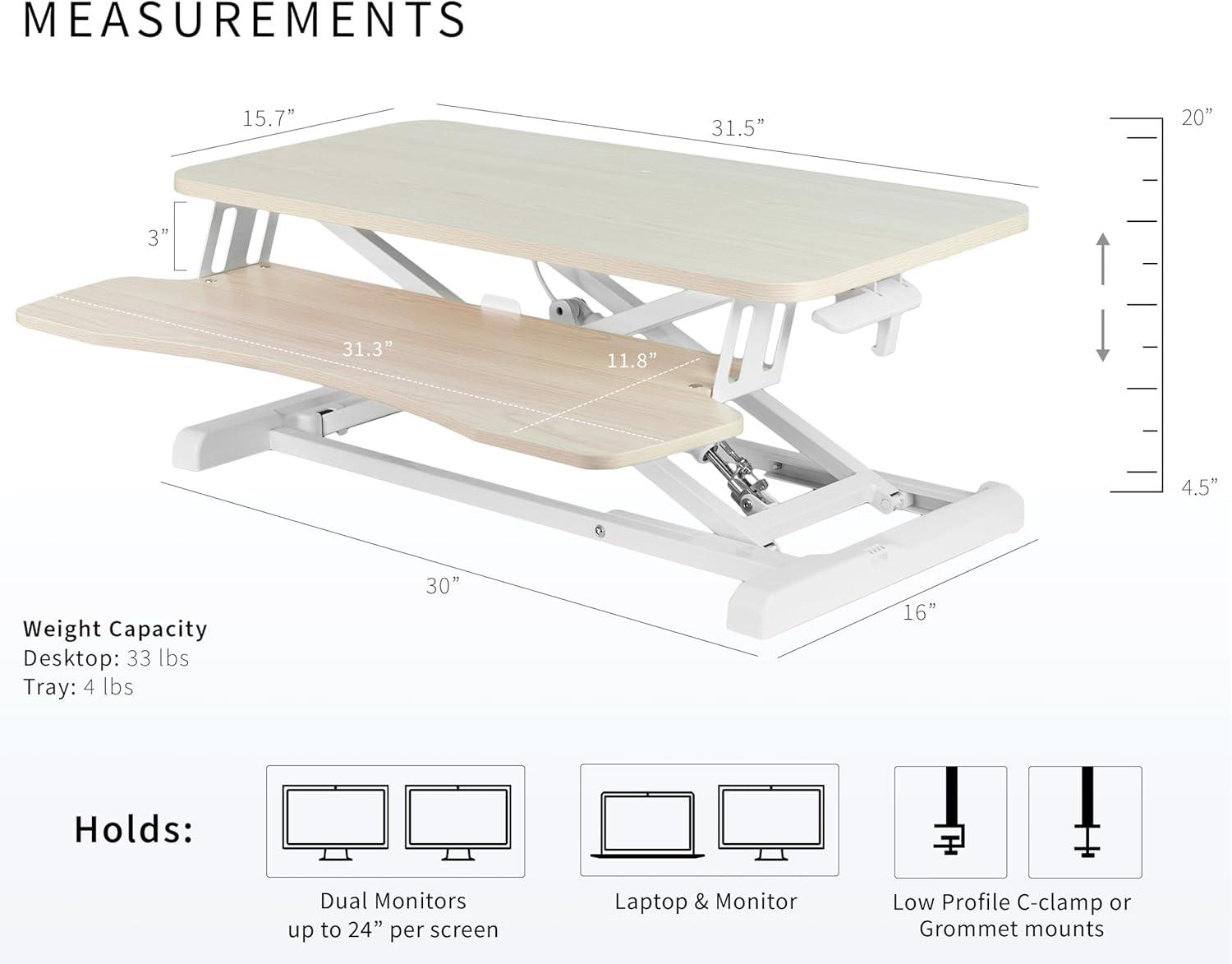 VIVO Height Adjustable Standing Desk Converter (DESK-V000K Series)