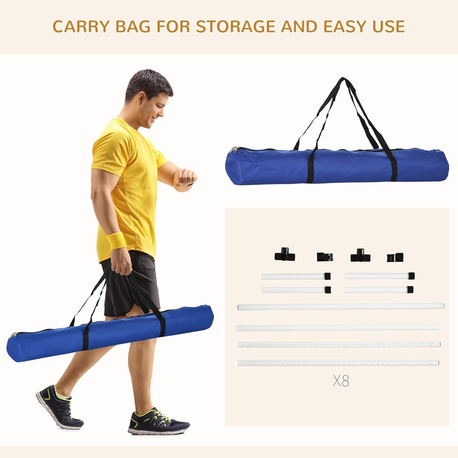 Adjustable Height White Dog Agility Training Kit with Carry Bag