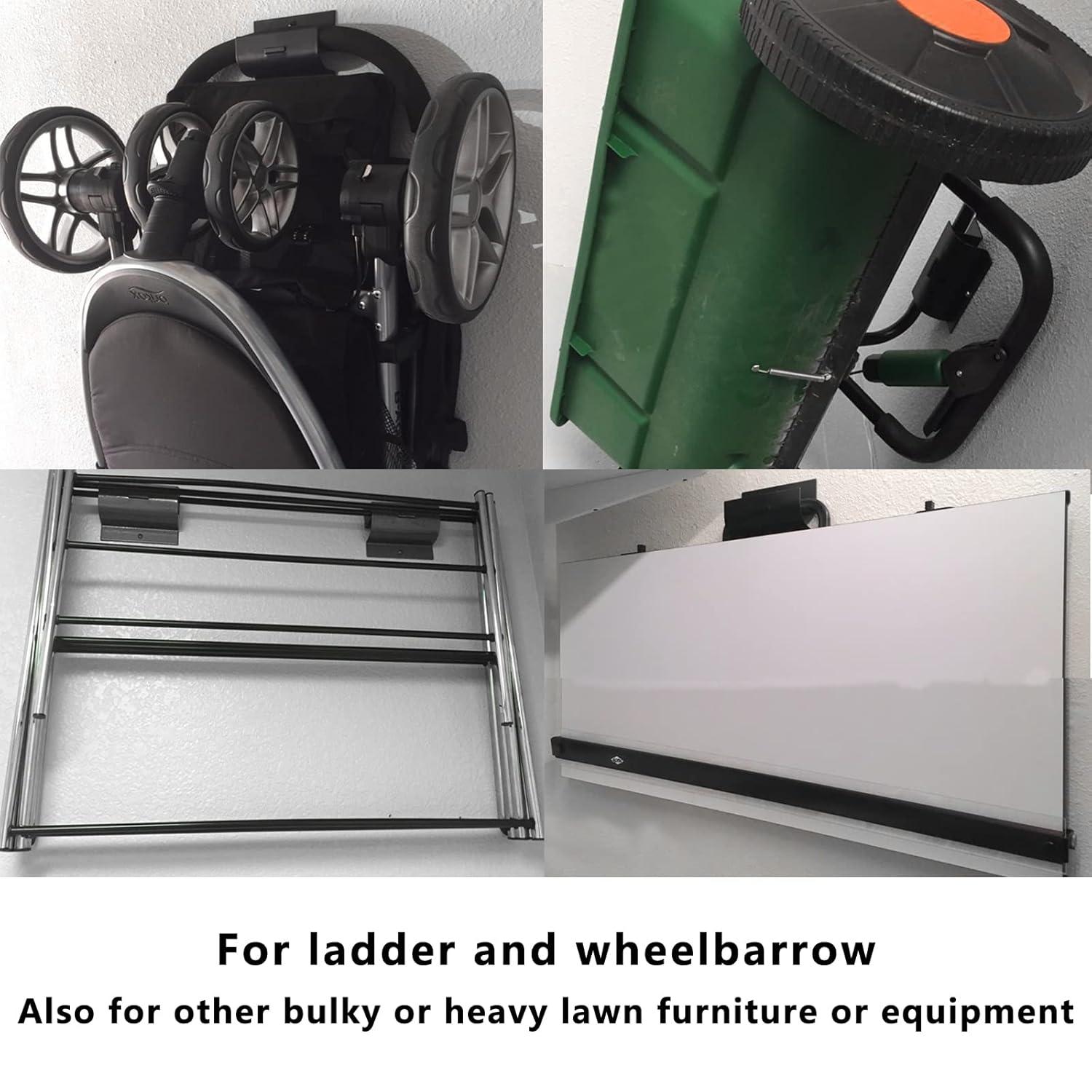 Wall Storage Hangers,Ladder Rack, Ladder Accessory,Ladder Hangers for Garage Wall Mount Ladder Rack Heavy Duty Metal Black with Screws (16.5 inch 1PCS)