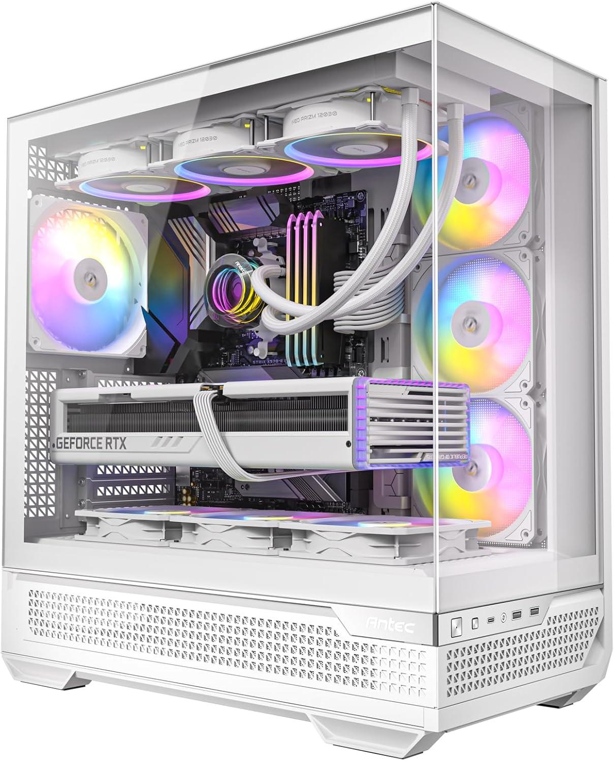 Antec C7 ARGB White, RTX 40 GPU Support, 4 x 120mm ARGB PWM Fans Included, Vertical GPU Cooling, Type-C 10Gbps, Seamless Tempered Glass Front & Side Panels, 360mm Radiator Support, Mid-Tower E-ATX PC