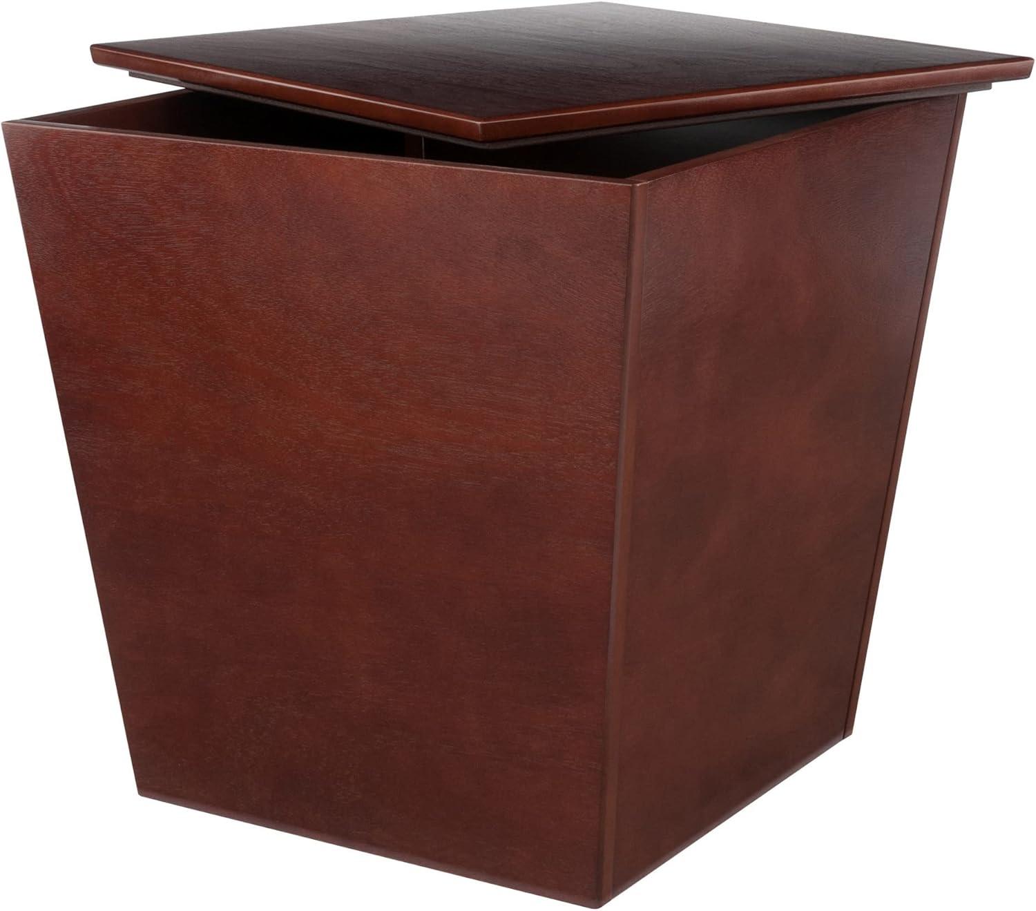 Transitional Walnut Wood Storage Cube End Table 18.5"