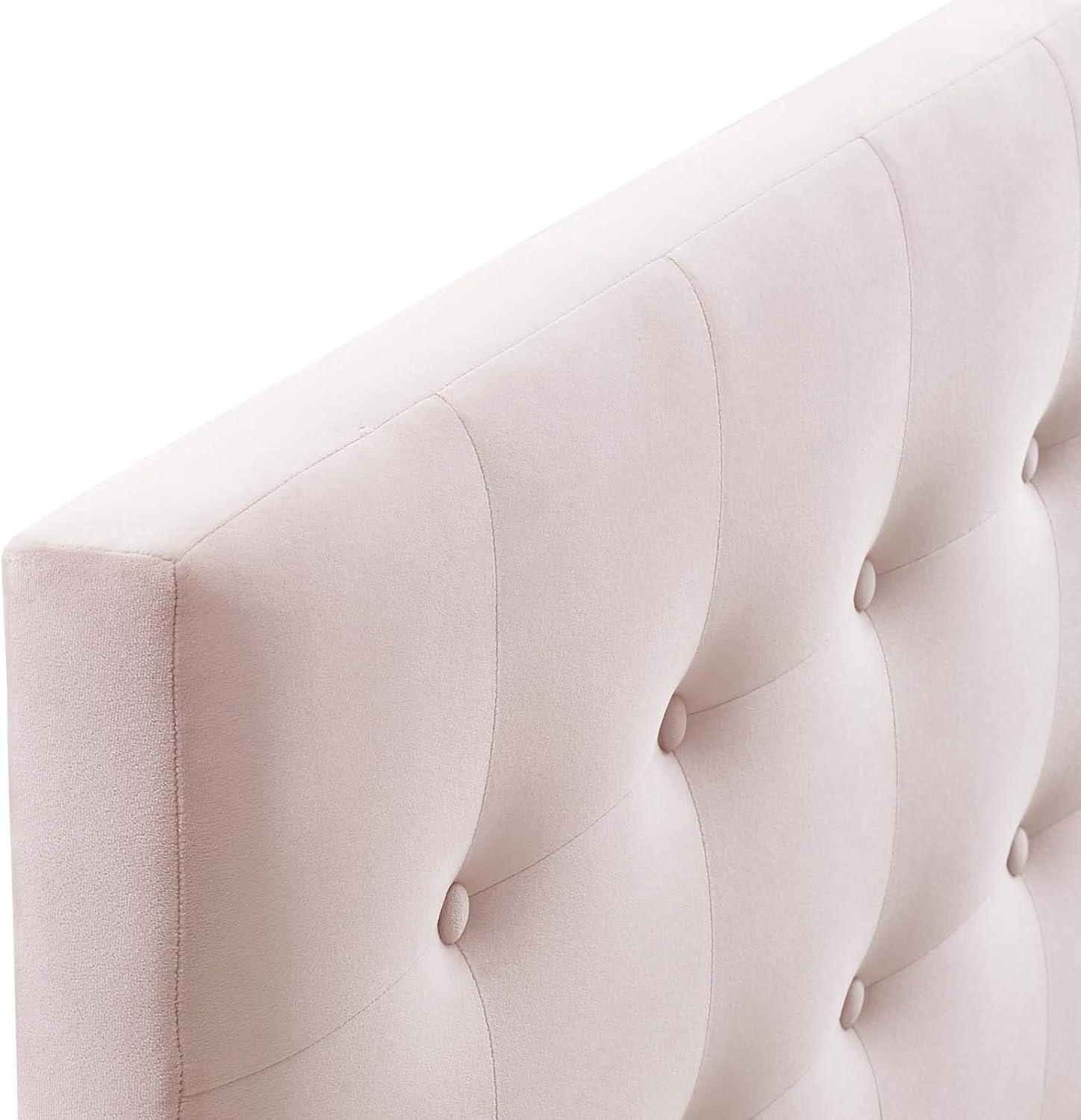 Pink Velvet Tufted Queen Headboard with Button Detailing