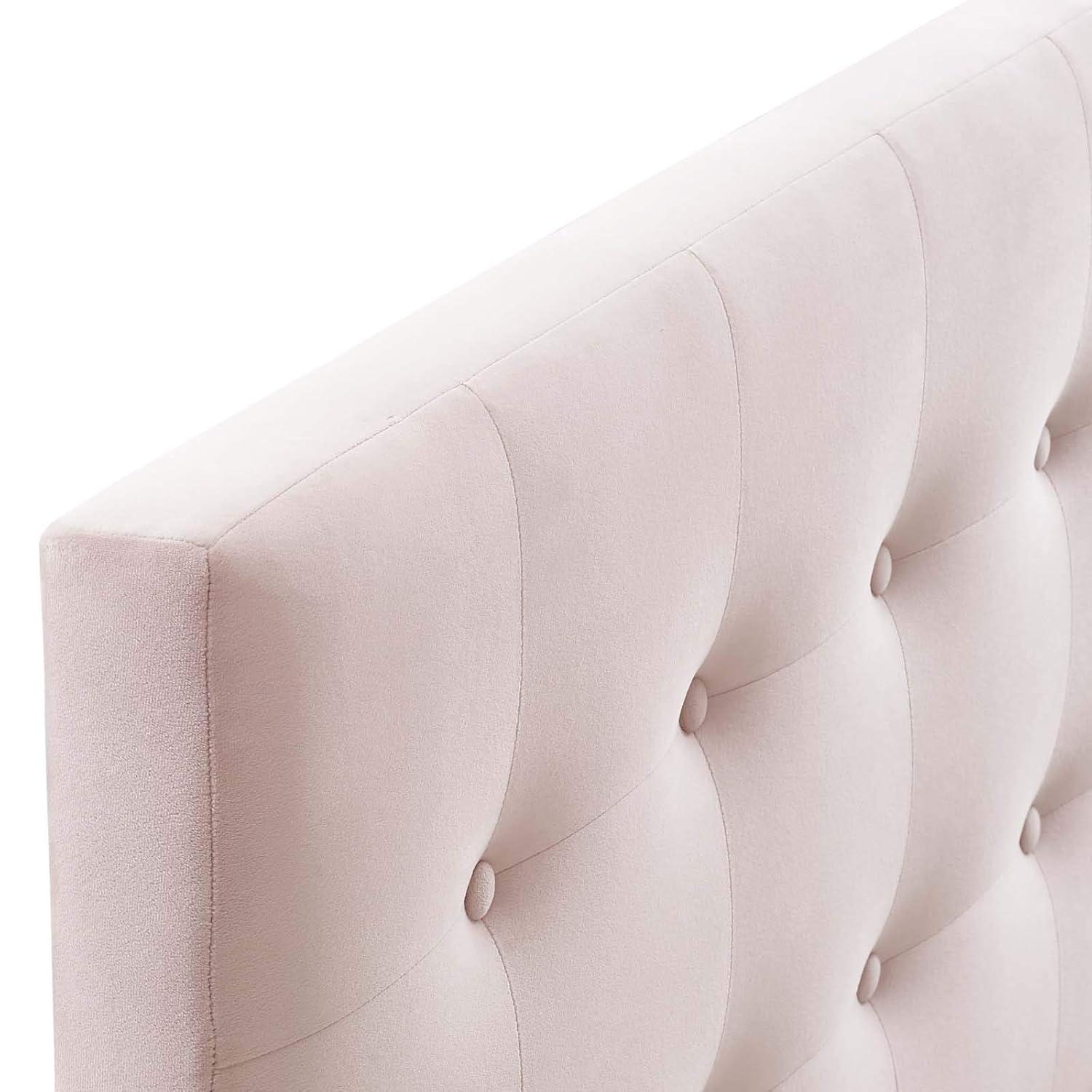 Queen Emily Biscuit Tufted Performance Velvet Headboard Pink - Modway: Adjustable Height, Plywood & Fiberboard Frame, Velvet Upholstery