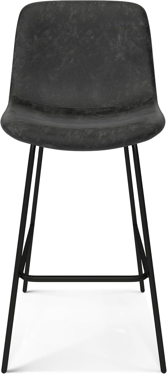 Simpli Home Jolie Upholstered Vegan Faux Leather Contemporary Counter Stool with Padded Bucket Seat and Footrest | Wayfair