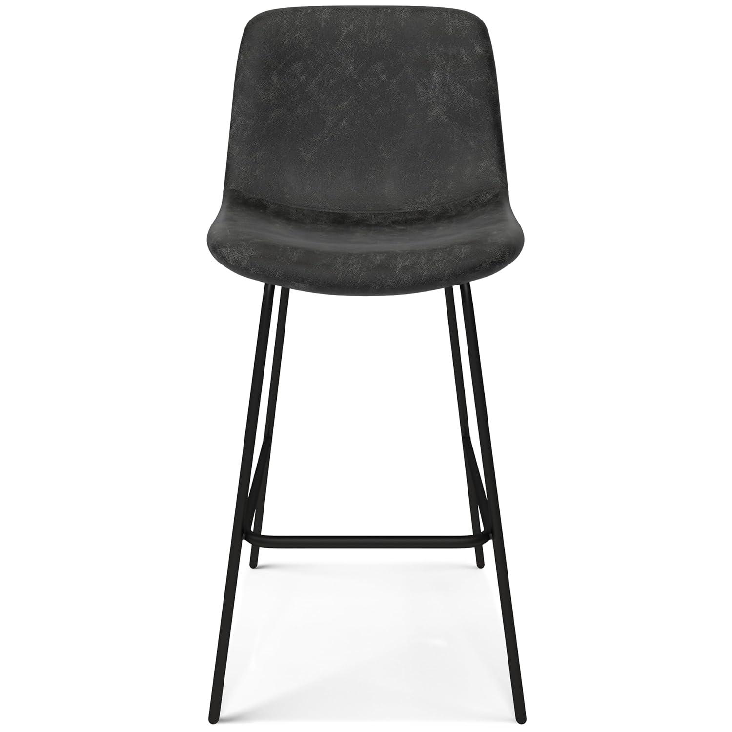 Simpli Home Jolie Upholstered Vegan Faux Leather Contemporary Counter Stool with Padded Bucket Seat and Footrest | Wayfair