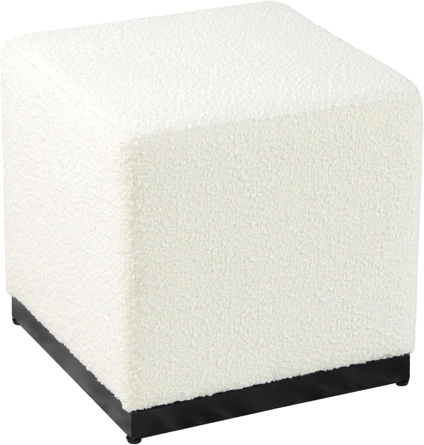 HomePop Cube Ottoman, Cream Boucle