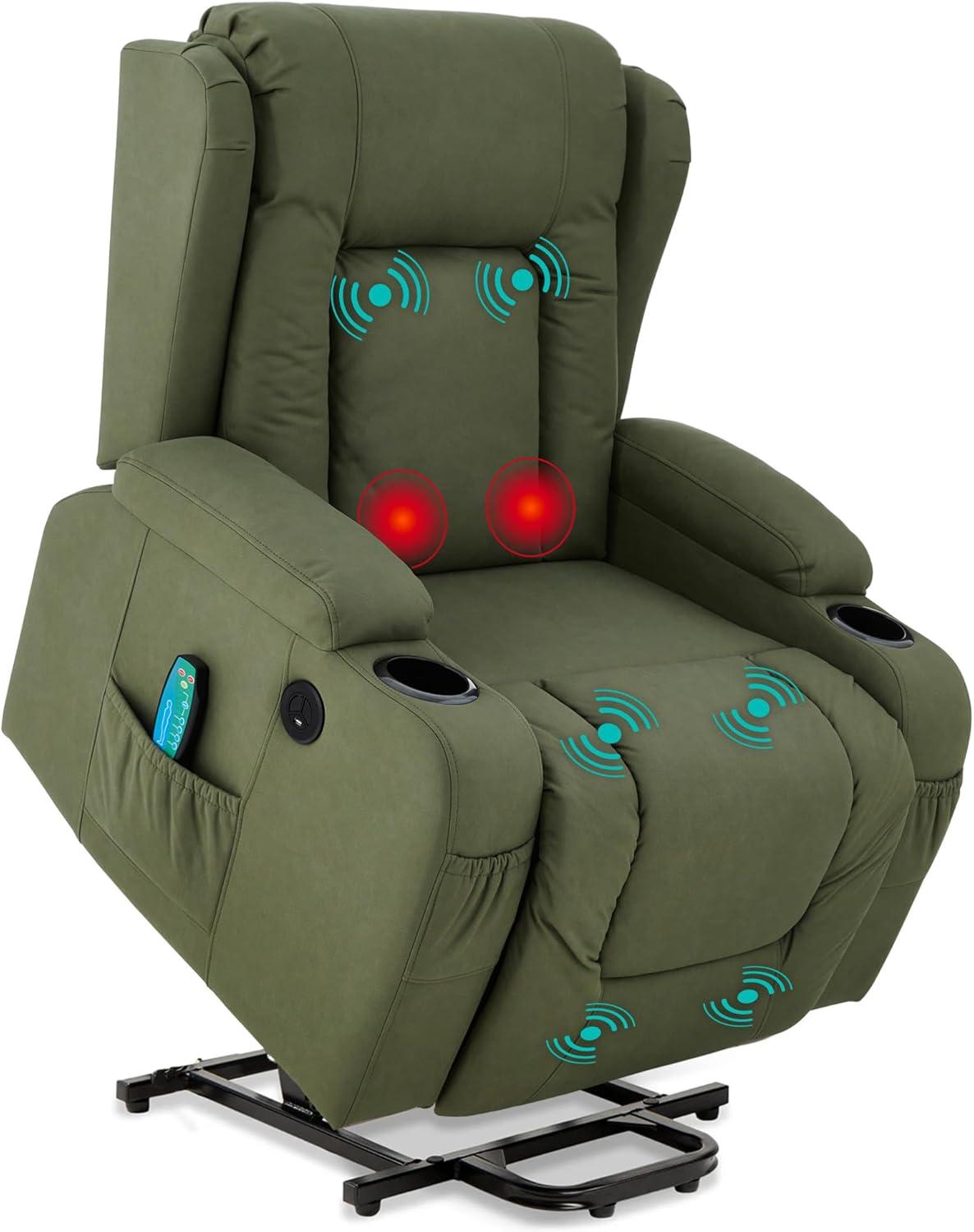 Xola Electric Power Lift Recliner Massage Chair Furniture w/ USB Port, Heat, Cupholders