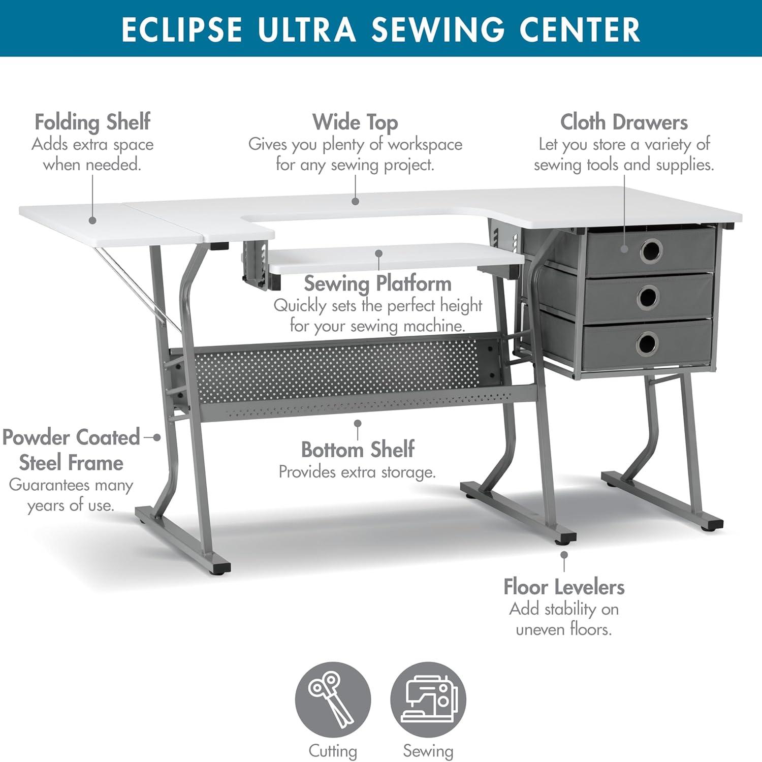 60.25'' x 23.75'' Sewing Table with Sewing Machine Platform