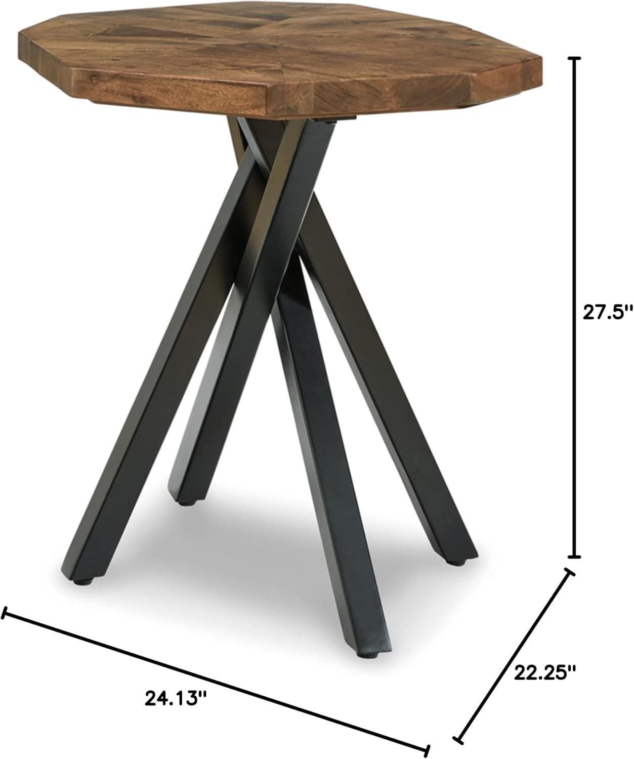 Signature Design by Ashley Haileeton End Table Black/Gray/Brown/Beige : Contemporary Pedestal Table, 24" Wide