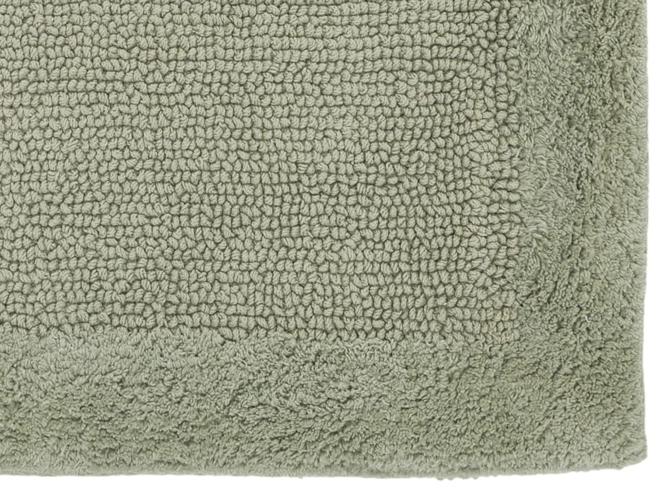 Better Trends Edge Sage 100% Cotton Reversible 2 Piece Bath Rug Set, 17" x 24" | 24" x 40"