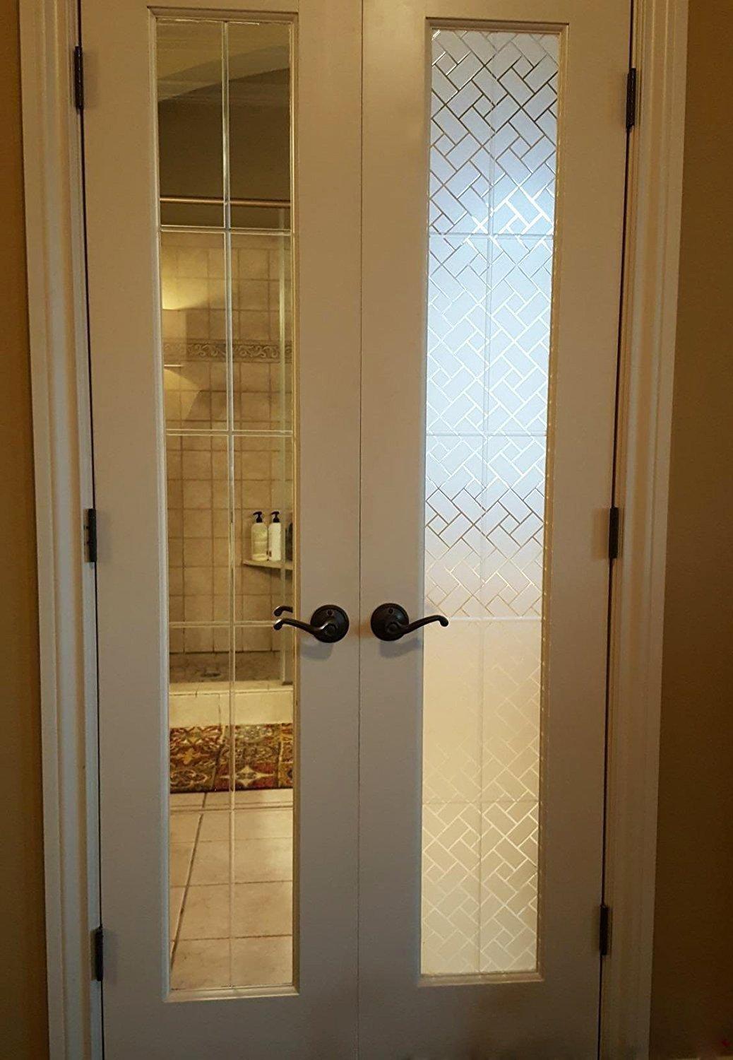 No Glue Privacy Window Film, Frosted Window Tint Stained Glass Static Cling Window Decor/Privacy Protection/Heat Control/Anti UV for Home/Office, 35.5x78.5 inch