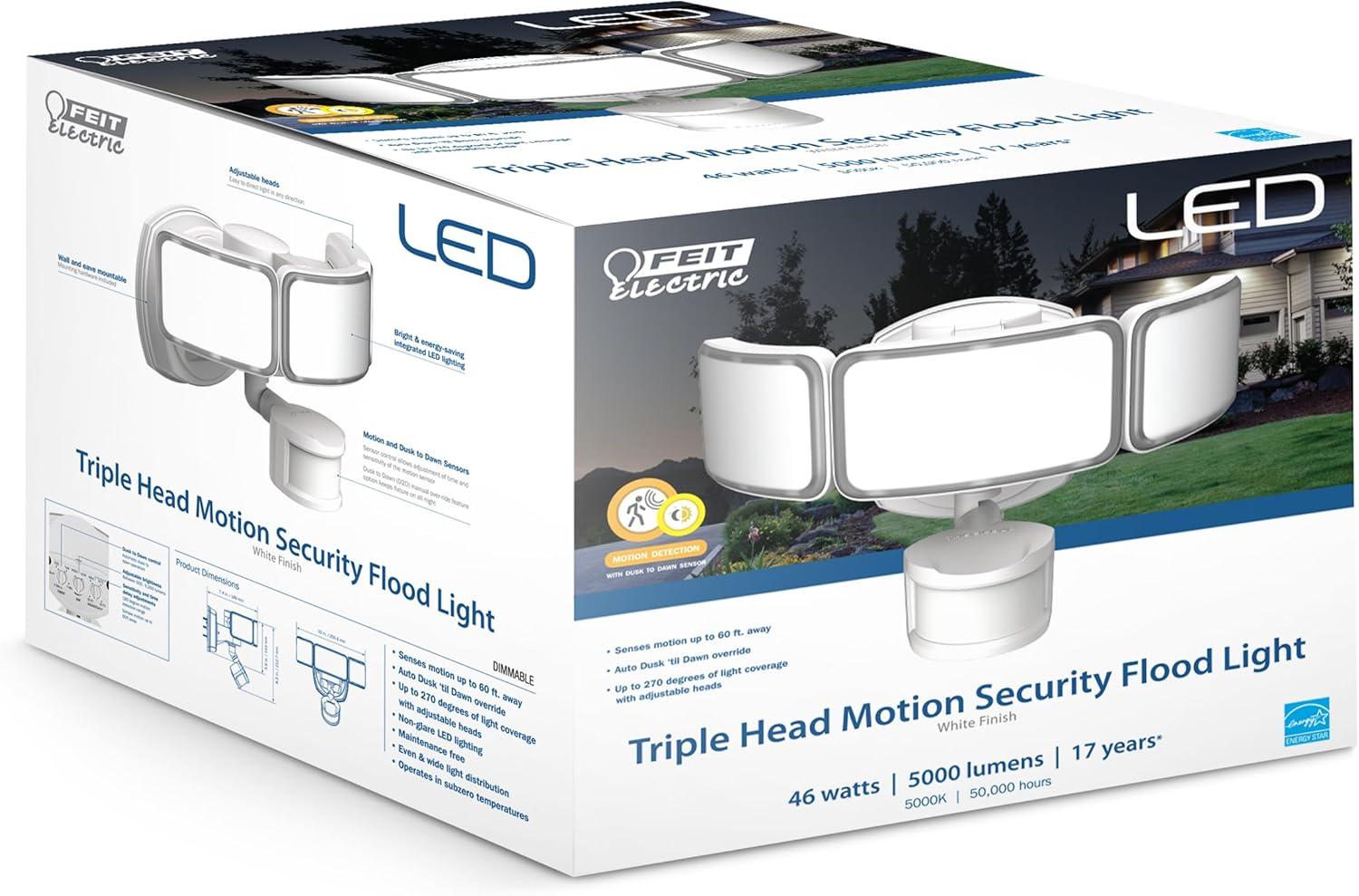 Feit Electric 3010240 Motion-Sensing Hardwired LED Security Floodlight - White