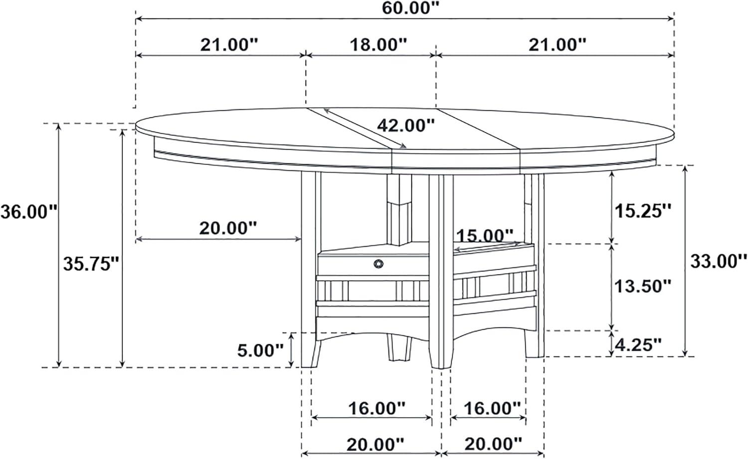 Espresso Oak Veneer Counter Height Dining Set with Black Fabric Chairs