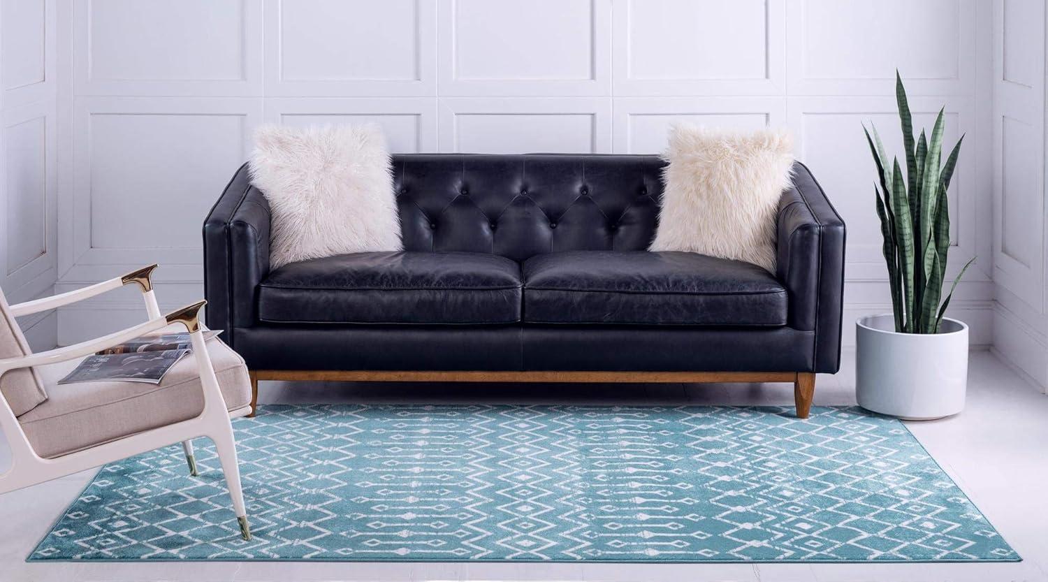 Unique Loom 6' 1 x 9' 0 Rectangle Moroccan Trellis Turquoise Area Rug