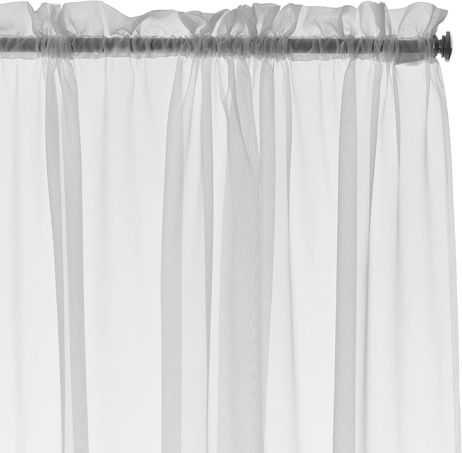 White Sheer Rod Pocket Cotton Polyester Window Panels