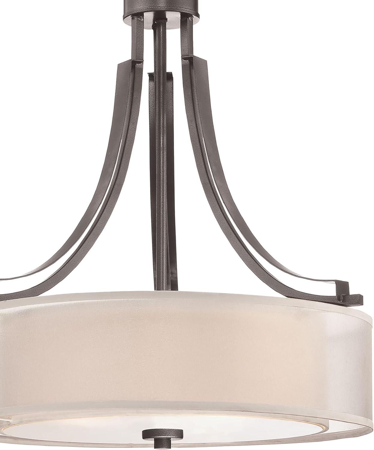 4104-172-Minka Lavery-Parsons Studio - Pendant 3 Light Translucent Sliver Linen in Transitional Style - 23.5 inches tall by 20.5 inches wide-Smoked