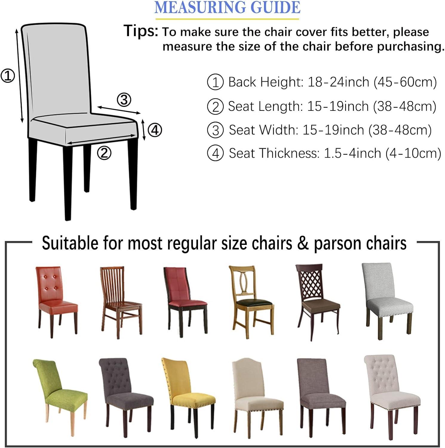 Set of 6 Blue and White Stretch Spandex Dining Chair Covers