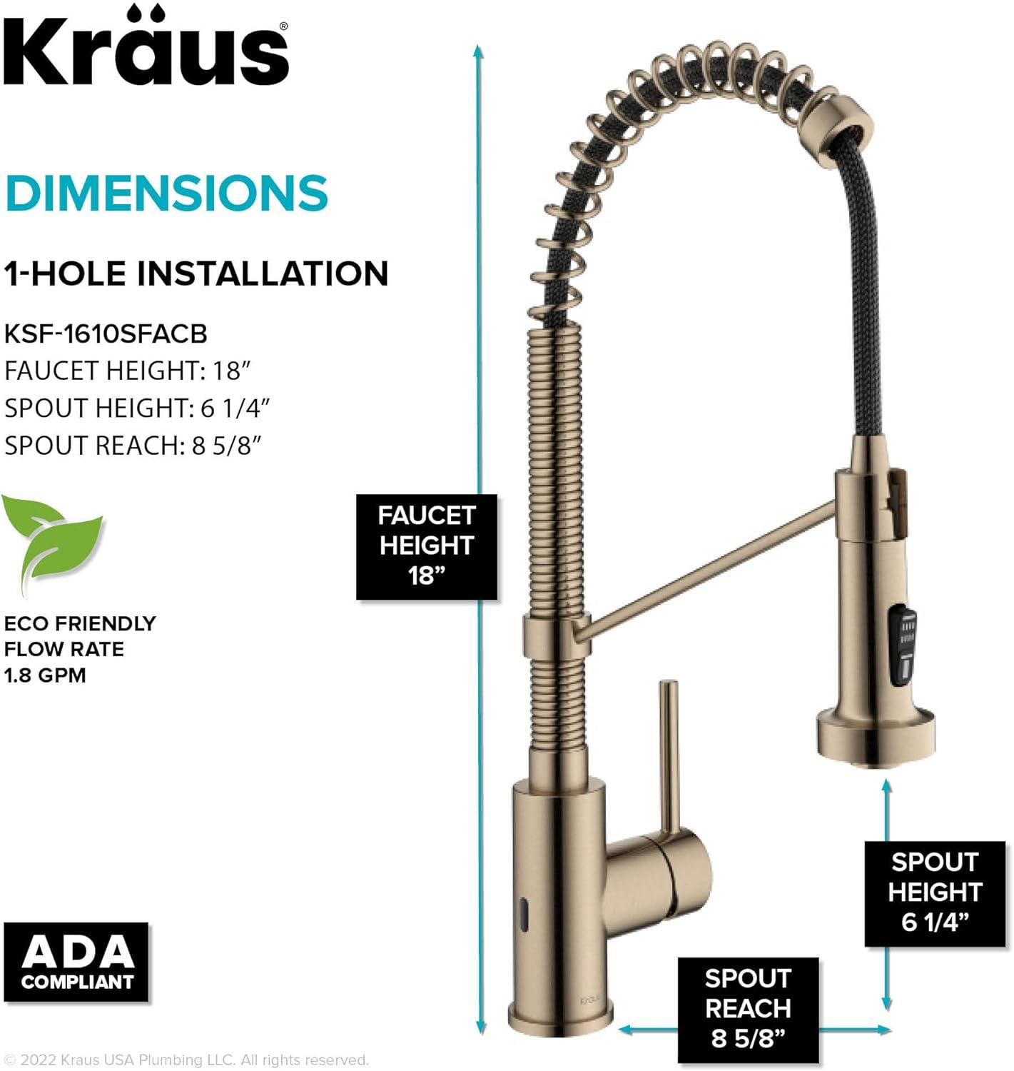 Kraus Bolden Touchless Sensor Commercial Style 2-Function Single Handle Pull-Down Kitchen Faucet