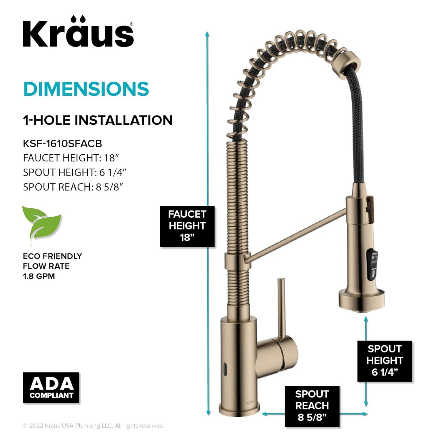 Kraus Bolden Touchless Sensor Commercial Style 2-Function Single Handle Pull-Down Kitchen Faucet