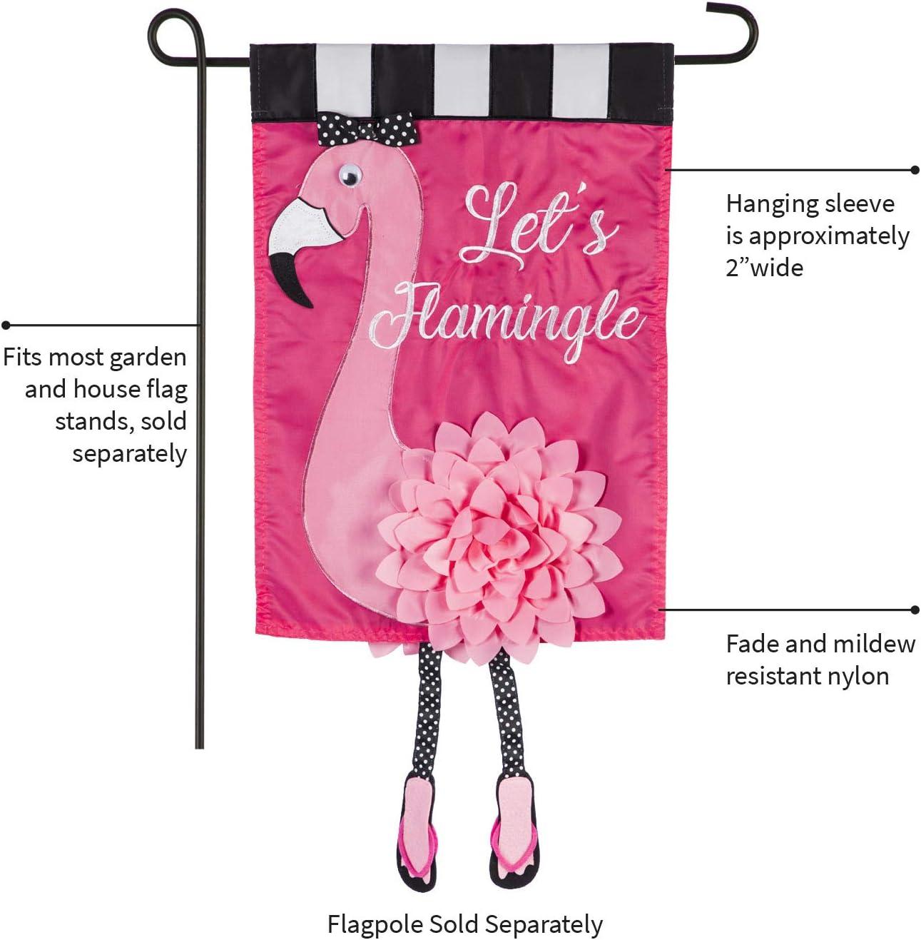 Evergreen Flag Let's Flamingle Garden Applique Flag