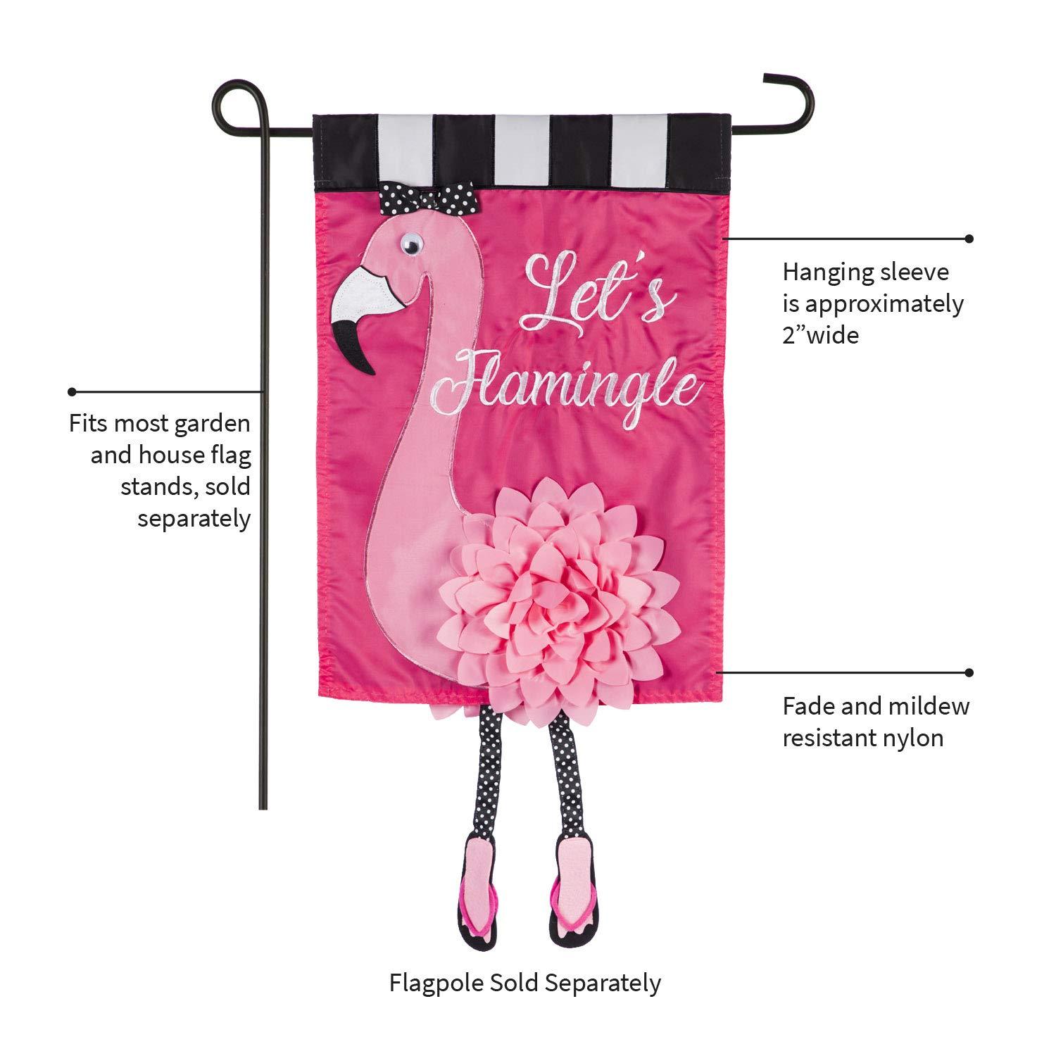 Evergreen Flag Let's Flamingle Garden Applique Flag