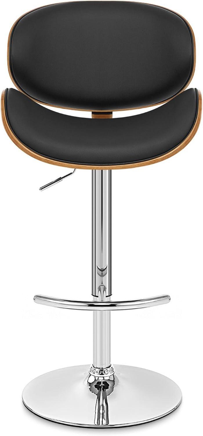 Armen Living Naples 34" Contemporary Faux Leather & Metal Bar Stool in Black