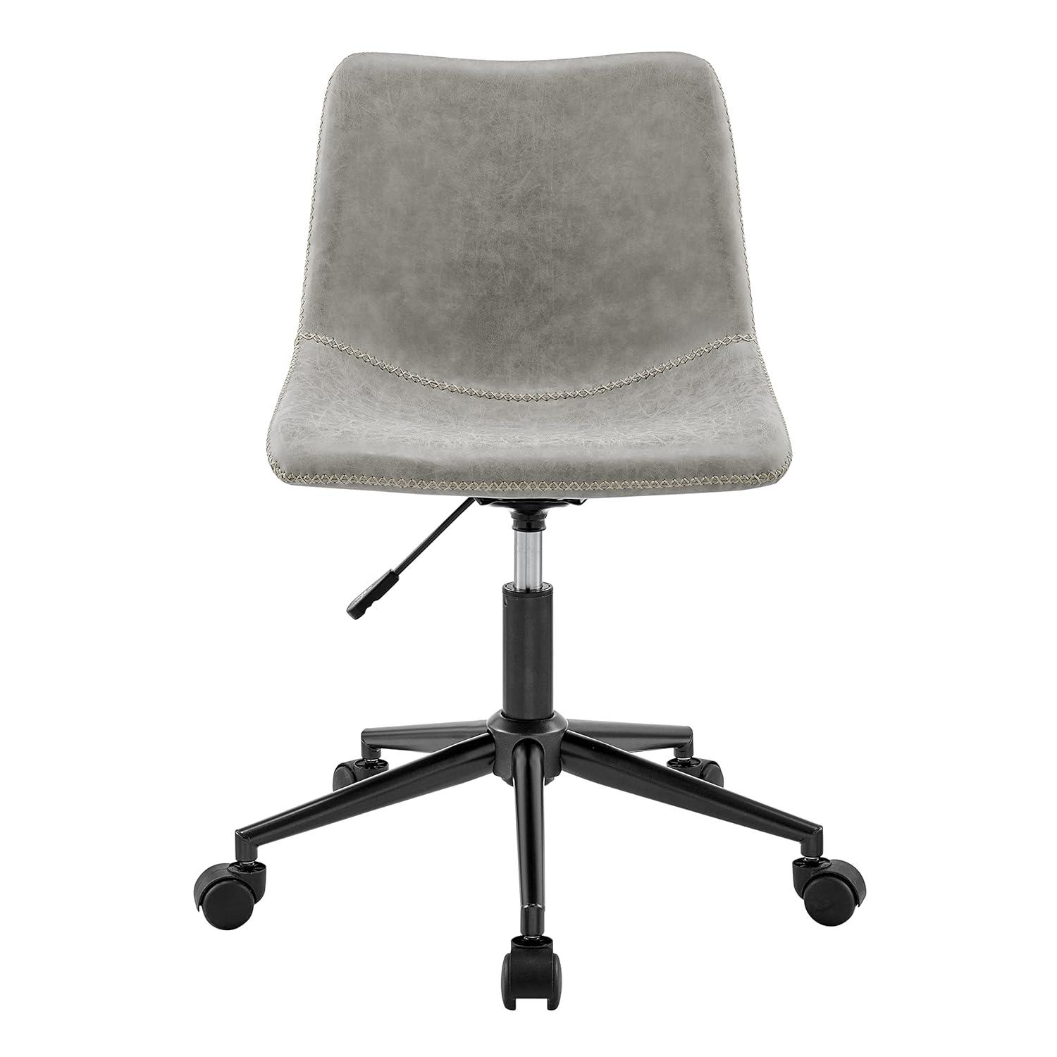 New Pacific Direct Clarke 22" PU and Plywood Swivel Office Chair in Gray