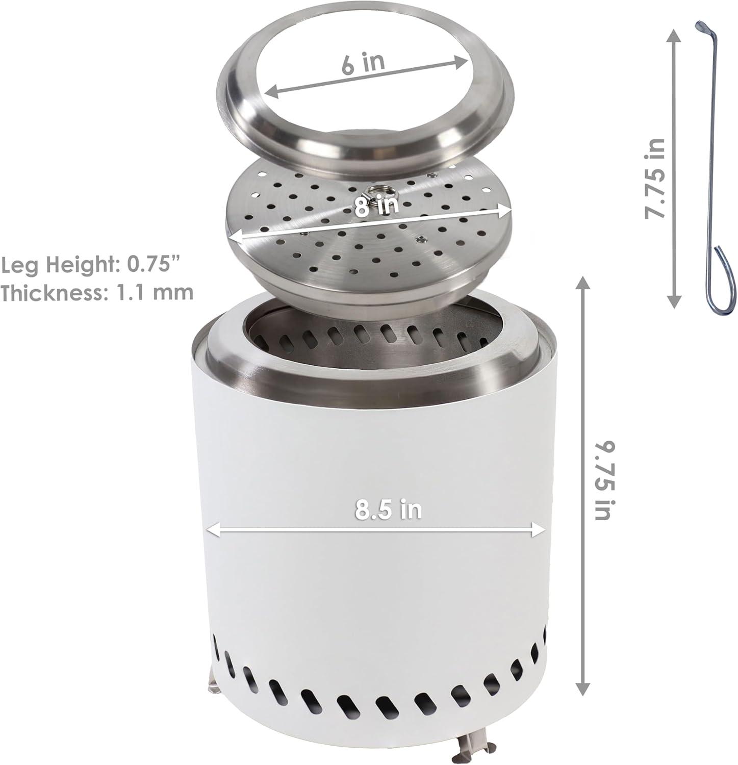 Sunnydaze 9.5" Round Wood-Burning Silver Finish Stainless Steel Tabletop Smokeless Fire Pit